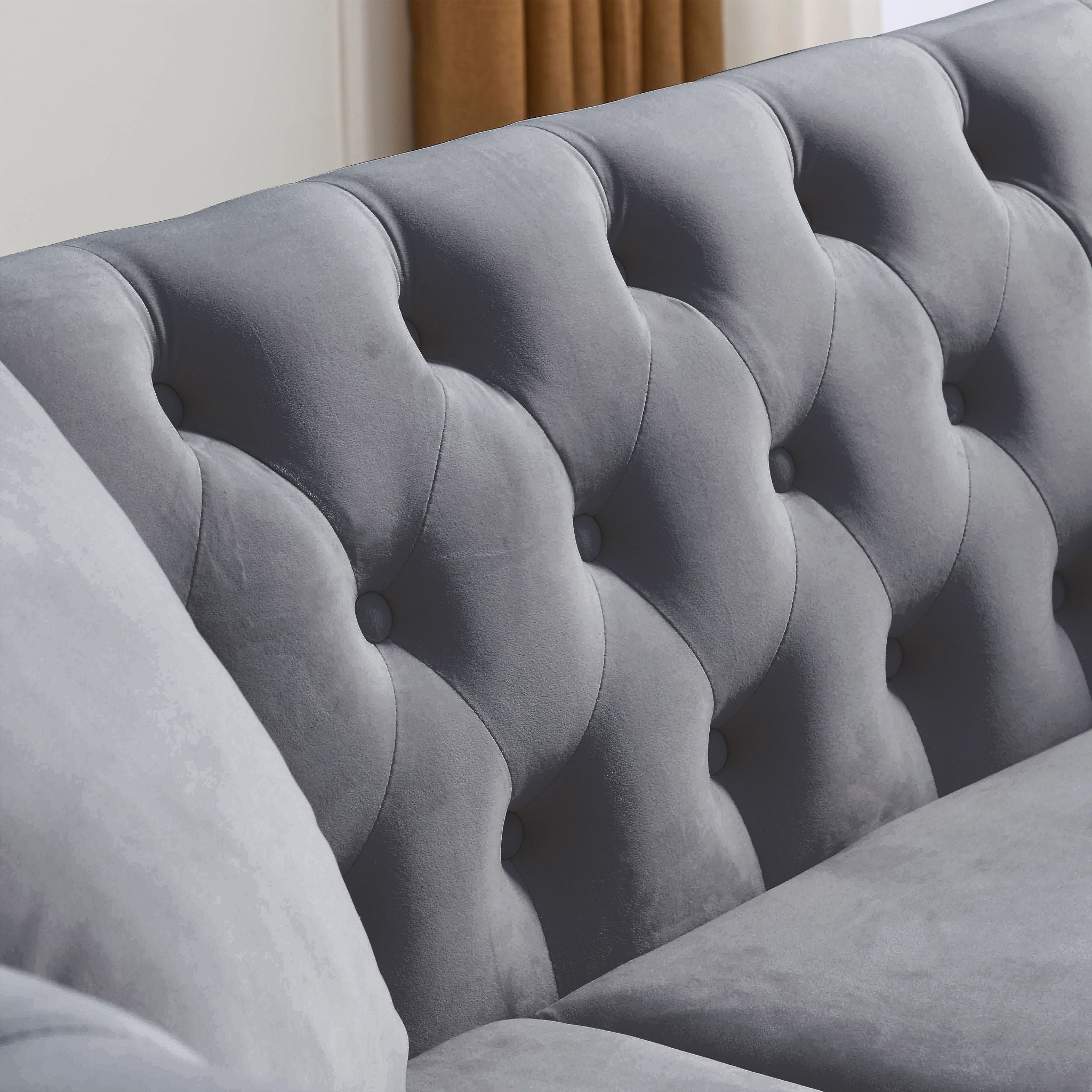 Chesterfield Sofa With Rolled Arms And Nailhead Trim by HouseOfZazla