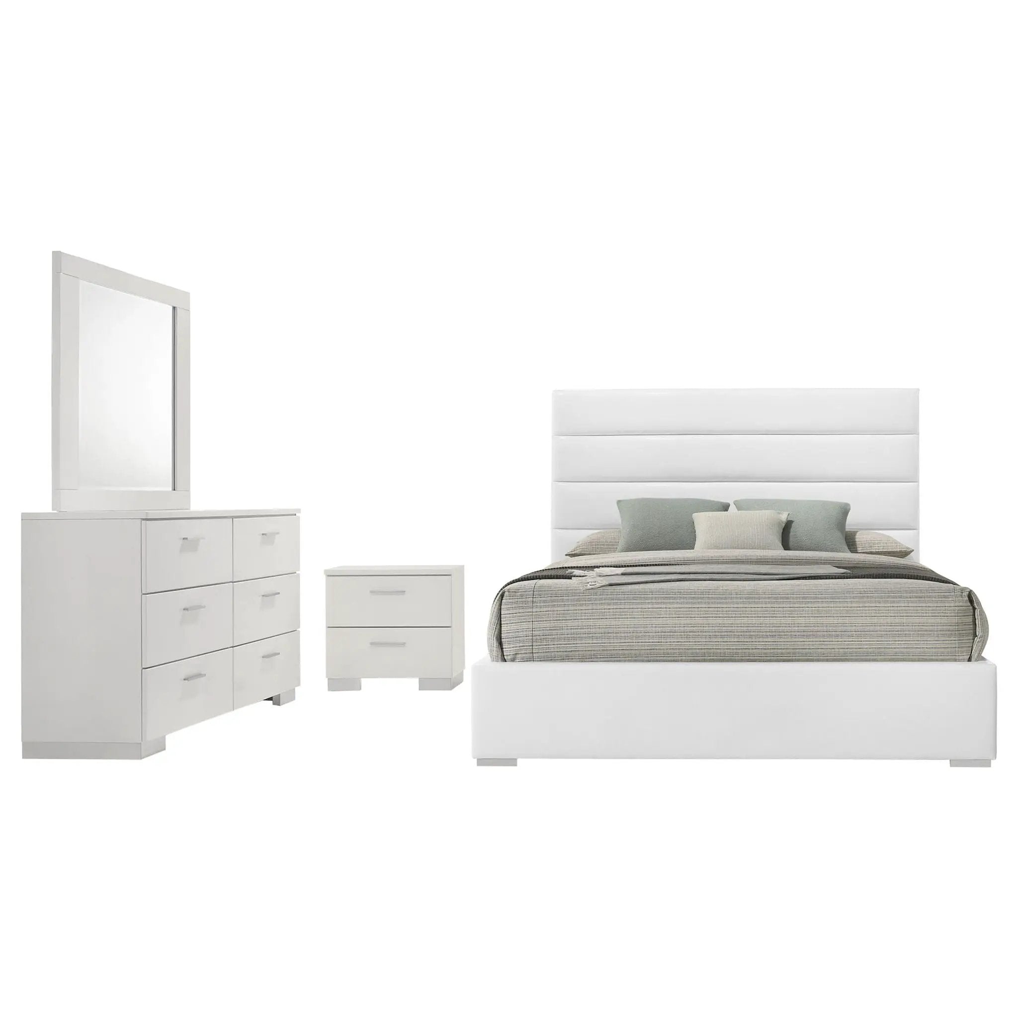 Felicity 4-piece California King Bedroom Set White High Gloss by Unique Piece Furniture