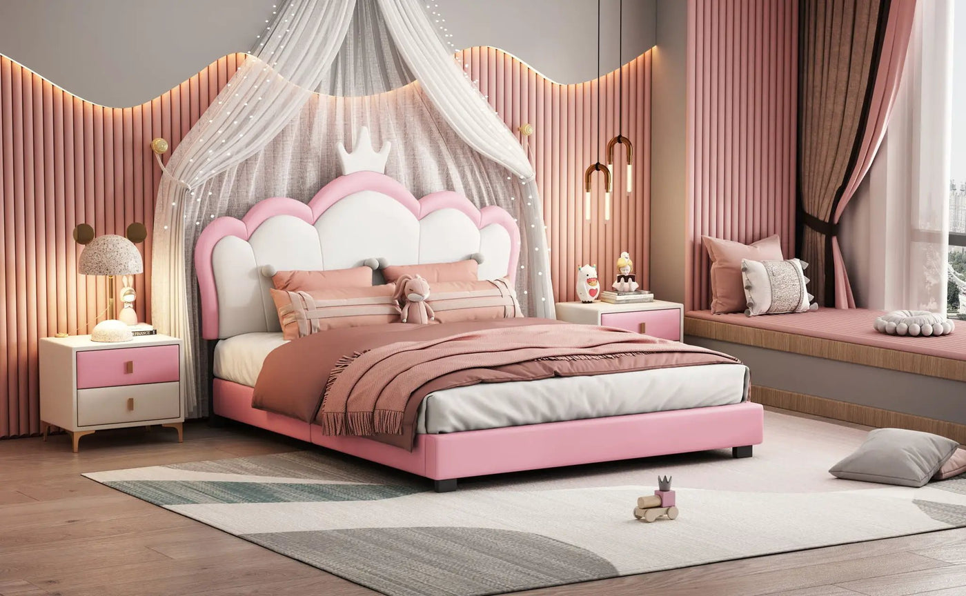 Upholstered Princess Platform Bed With Crown Headboard by HouseOfZazla
