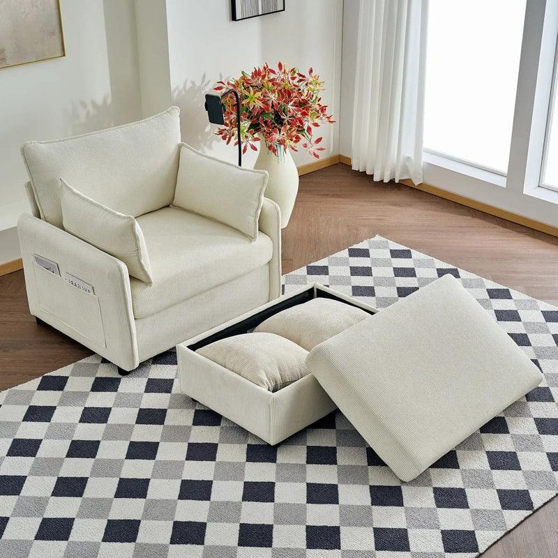 Comfy Oversized Chaise Lounge Chair With Ottoman And Storage by Unique Piece Furniture