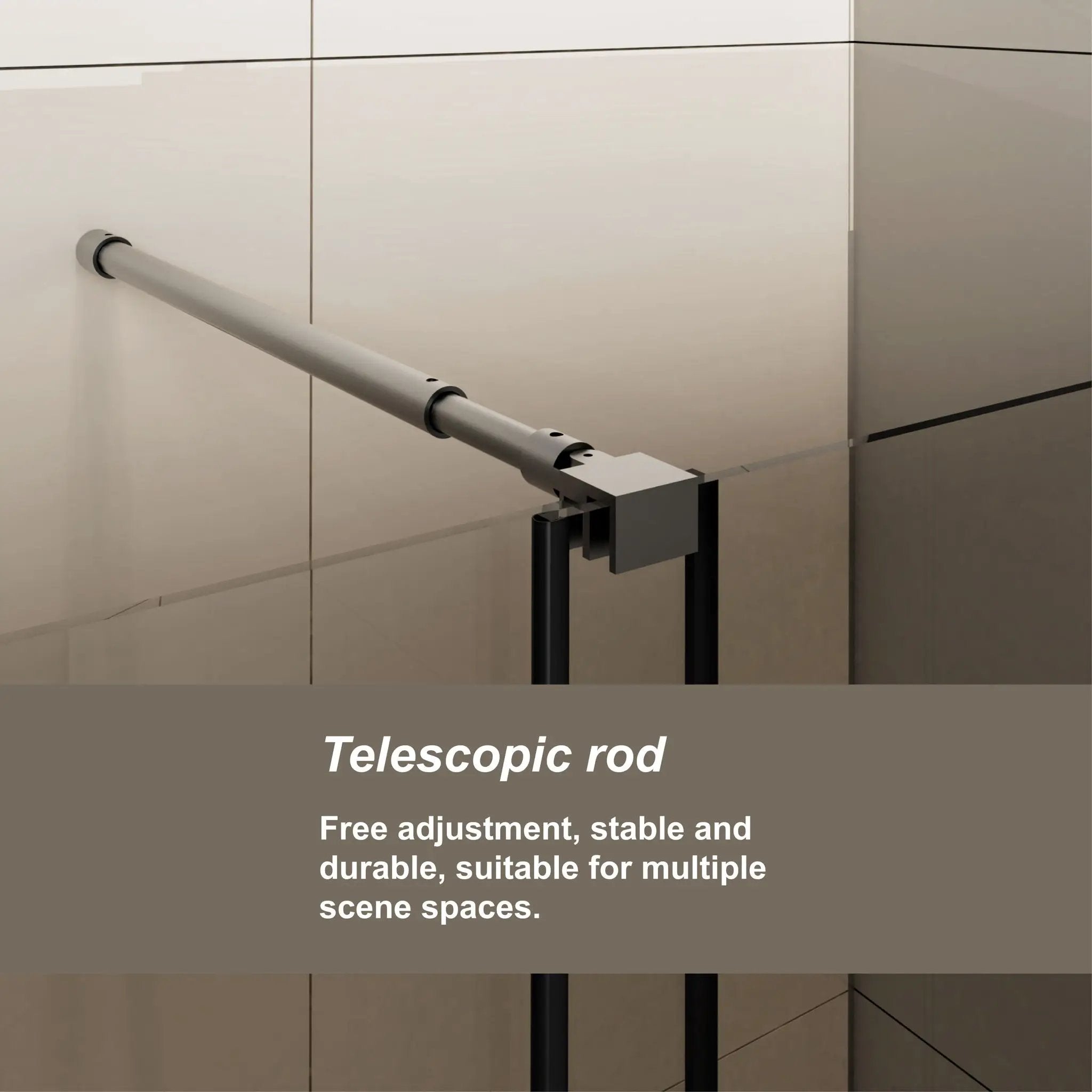Glass Shower Door, Shower Sliding Door Walk In Shower Screen Dual Usage, 1 / 4" Thick Glass Panel With Stainless Steel Handle, Supporting Bar - Black by HouseOfZazla