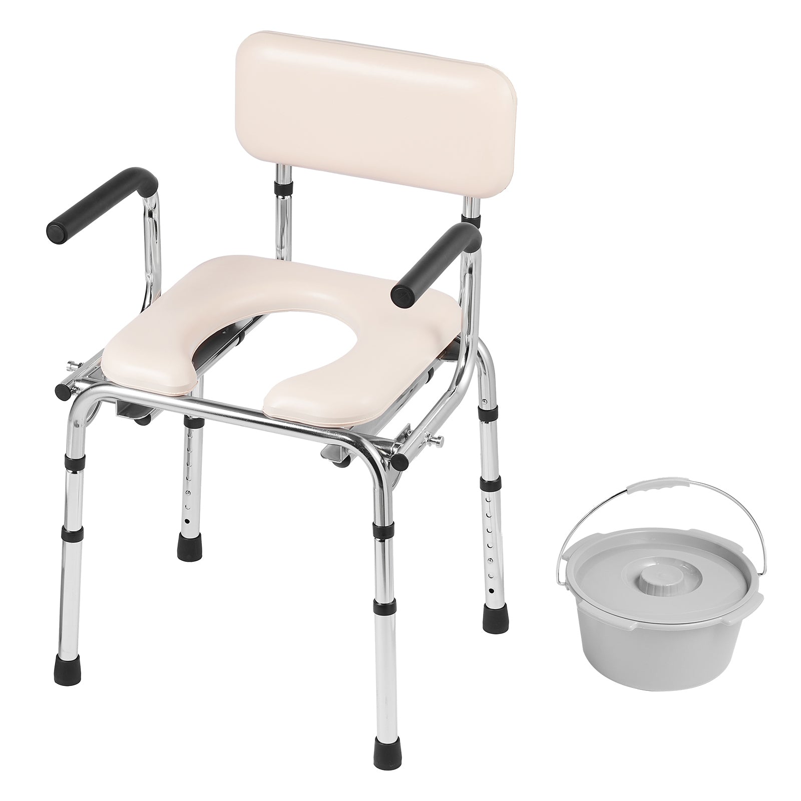 Commode Chair with Padded Seat and Adjustable Height by HouseOfZazla