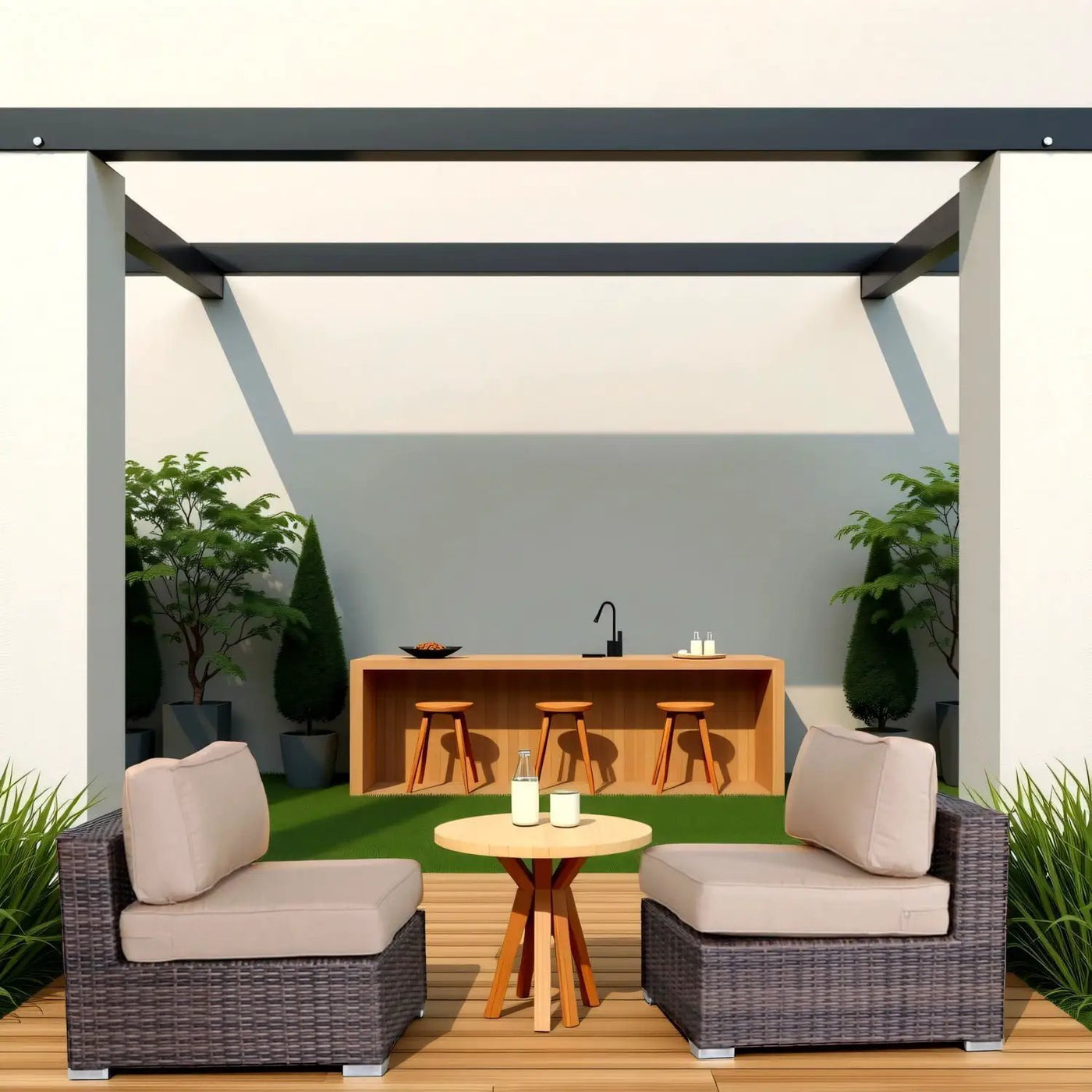 Wide Armless Outdoor Chairs With Cushions (Set of 2) by HouseOfZazla