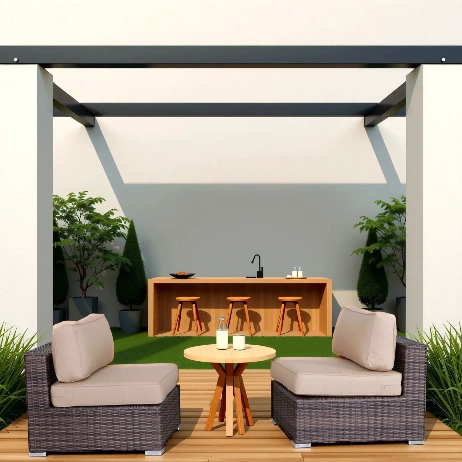 Wide Armless Outdoor Chairs With Cushions (Set of 2) by HouseOfZazla