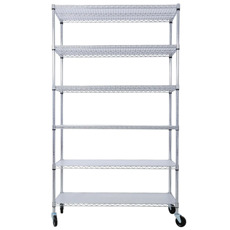 6 Tier 6000Lbs Capacity Nsf Metal Shelf Wire Shelving Unit, Heavy Duty Adjustable Storage Rack With Wheels & Shelf Liners For Commercial Grade Utility Steel Storage Rack by HouseOfZazla