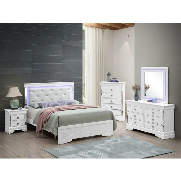 Bed With LED Light Accents Headboard by Unique Piece Furniture