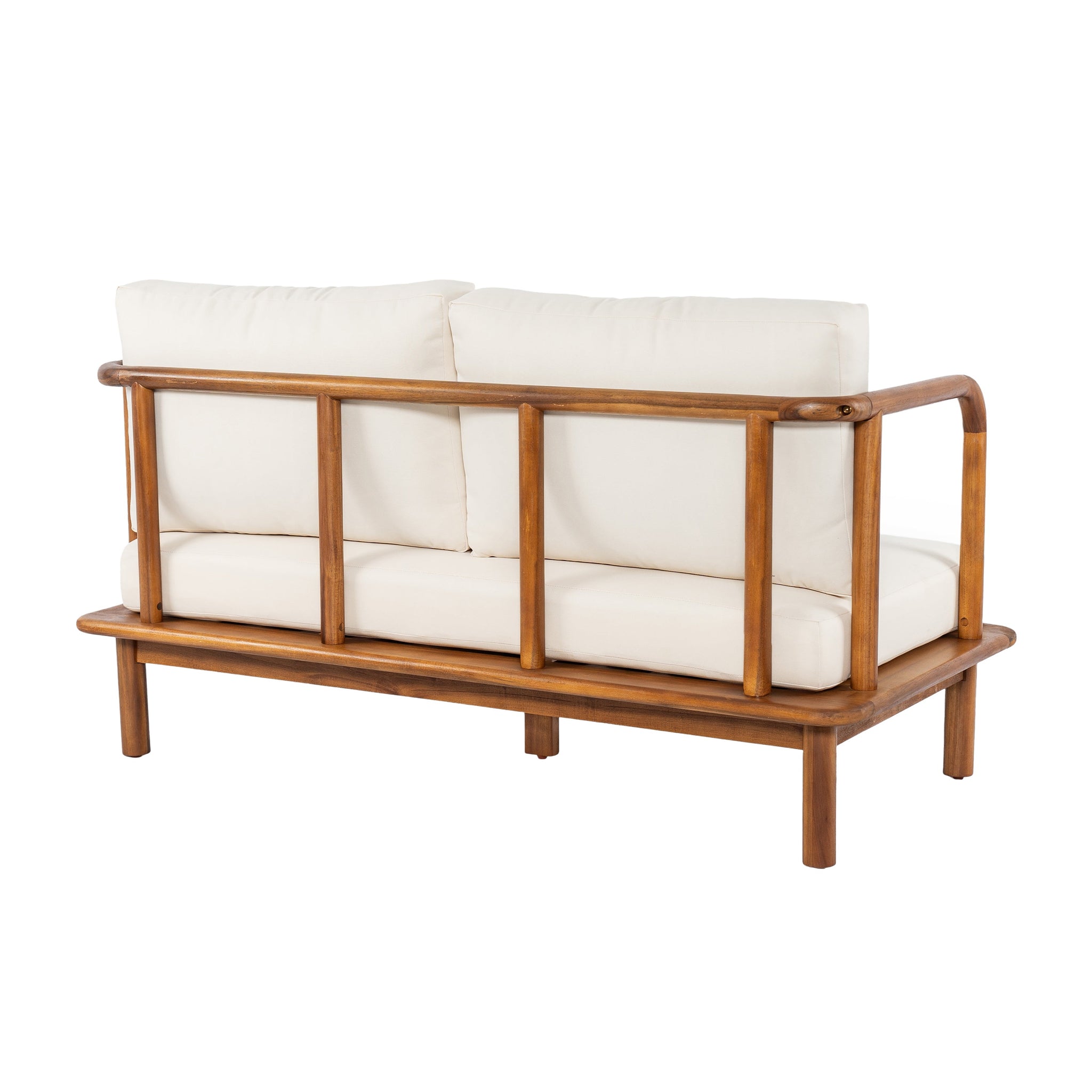 Canape 4-Pieces Acacia Conversation Set with Cream Cushion, Teak by HouseOfZazla