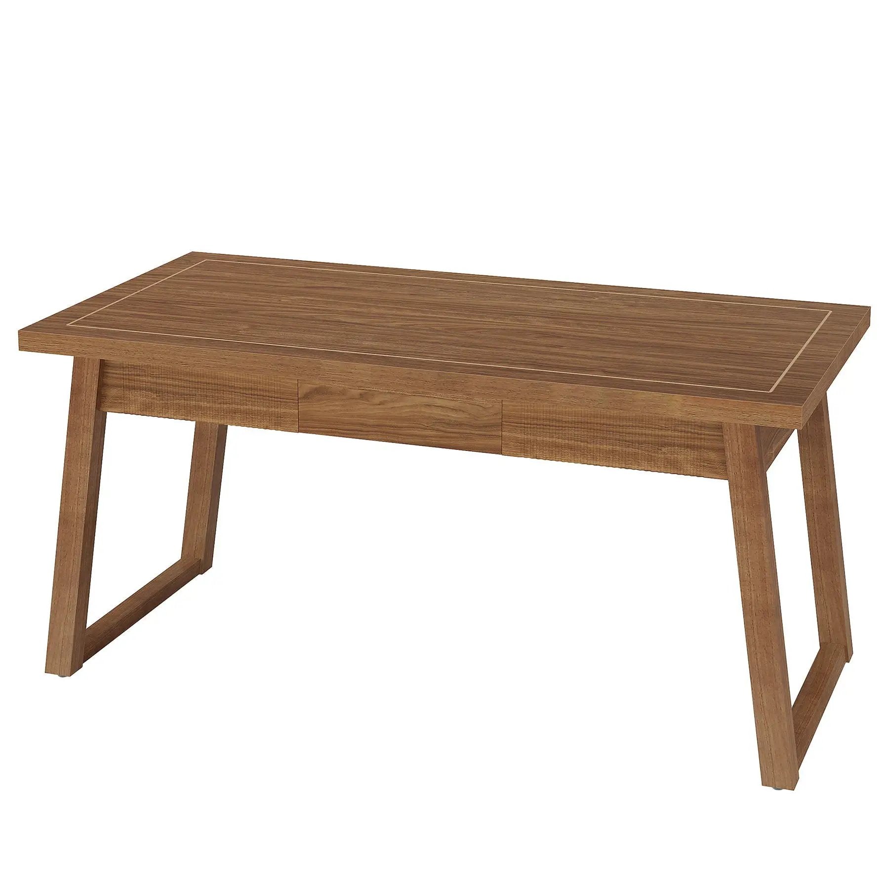 Executive Desk With Drawer, Workstation Table For Home Office - Walnut Brown by HouseOfZazla