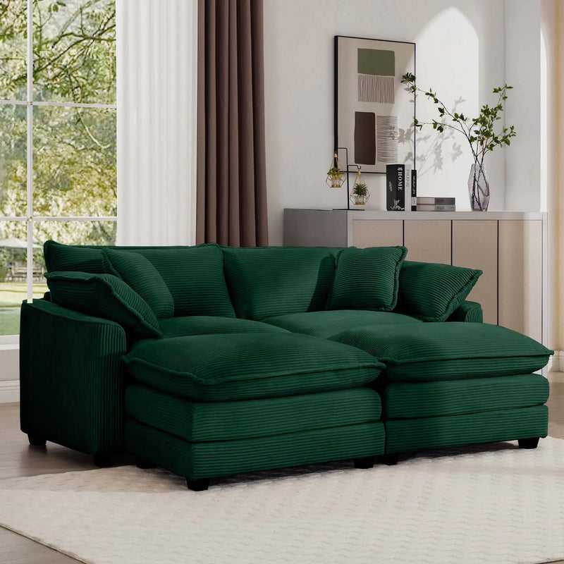 Modern Oversized Modular Cushion Sofa With Ottoman, Low Back, Deep Seating Sofa Set by HouseOfZazla
