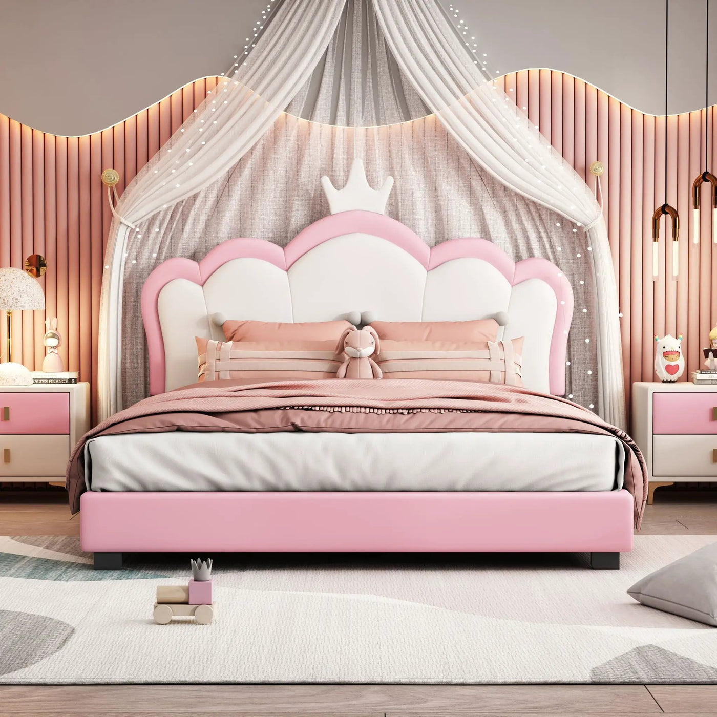 Upholstered Princess Platform Bed With Crown Headboard by HouseOfZazla