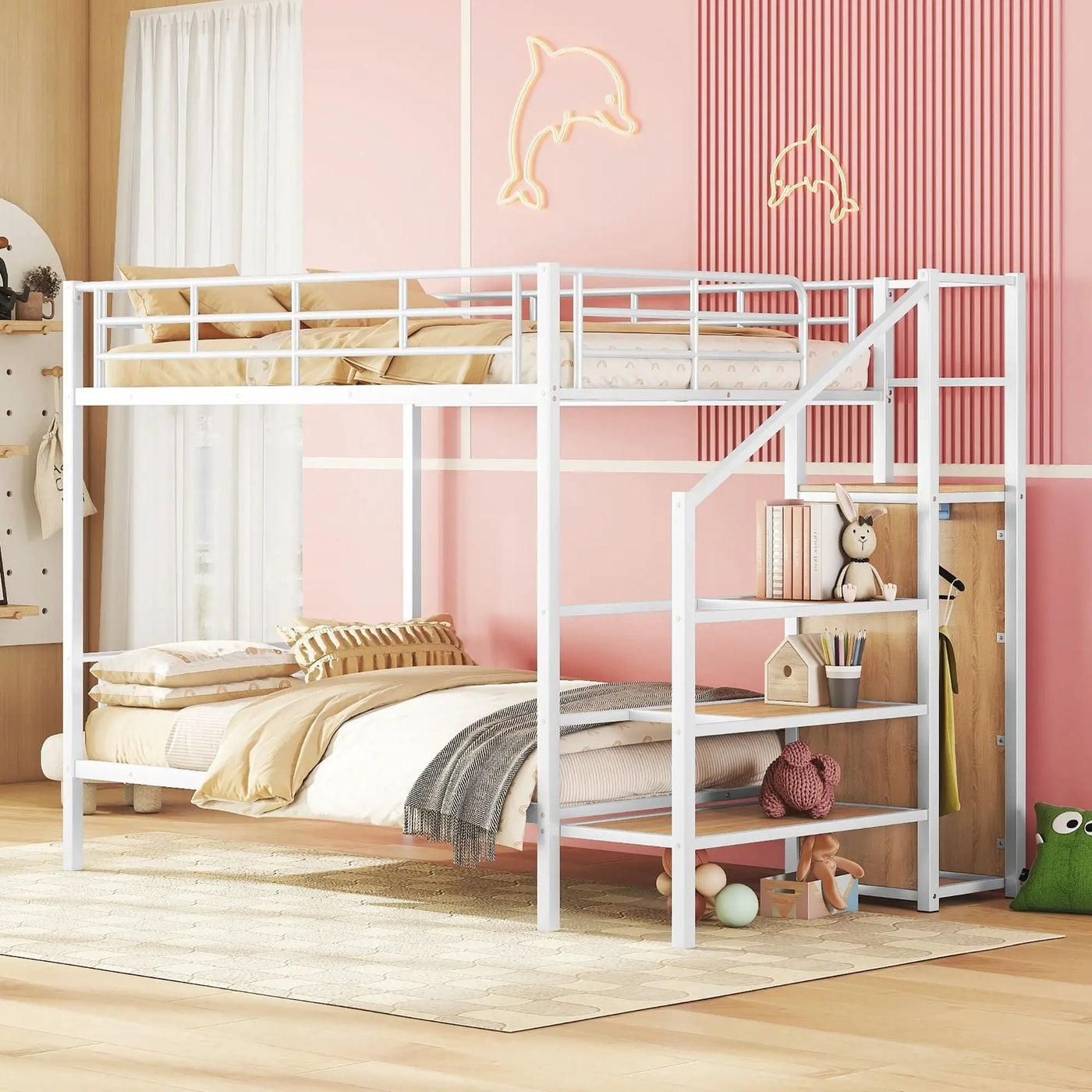 Bunk Bed With Lateral Storage Ladder And Wardrobe by HouseOfZazla