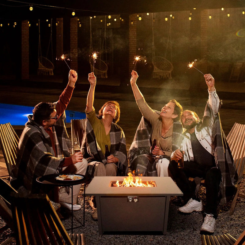 Outdoor Fire Pit Table With Lid - Black by Unique Piece Furniture