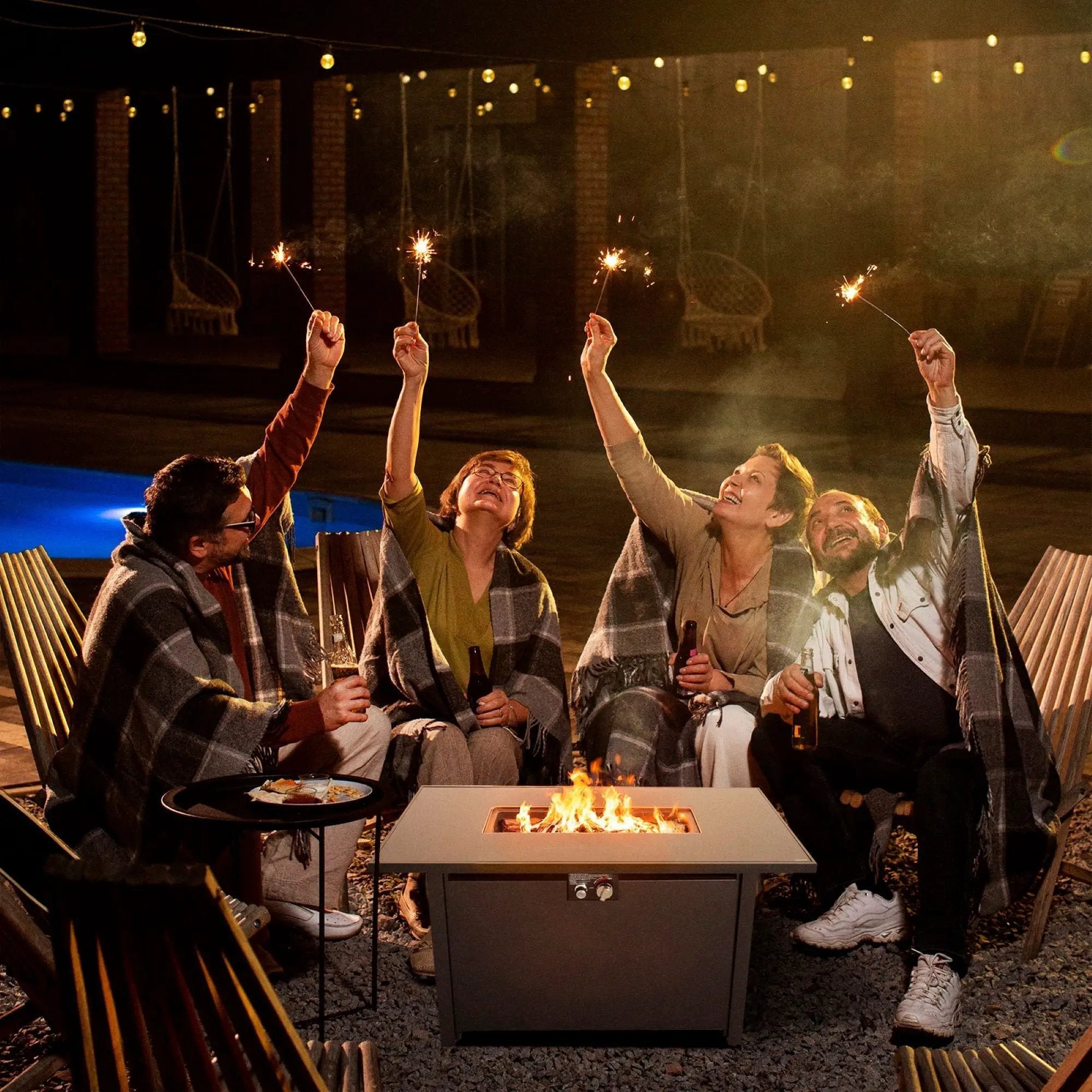 Outdoor Fire Pit Table With Lid - Black by HouseOfZazla