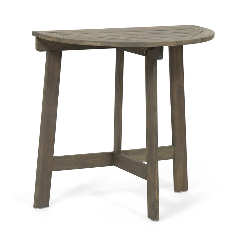 Half-Round Folding Acacia Wood 3pc Bistro Set with Weather Resistance - Gray, photo 5 of 10