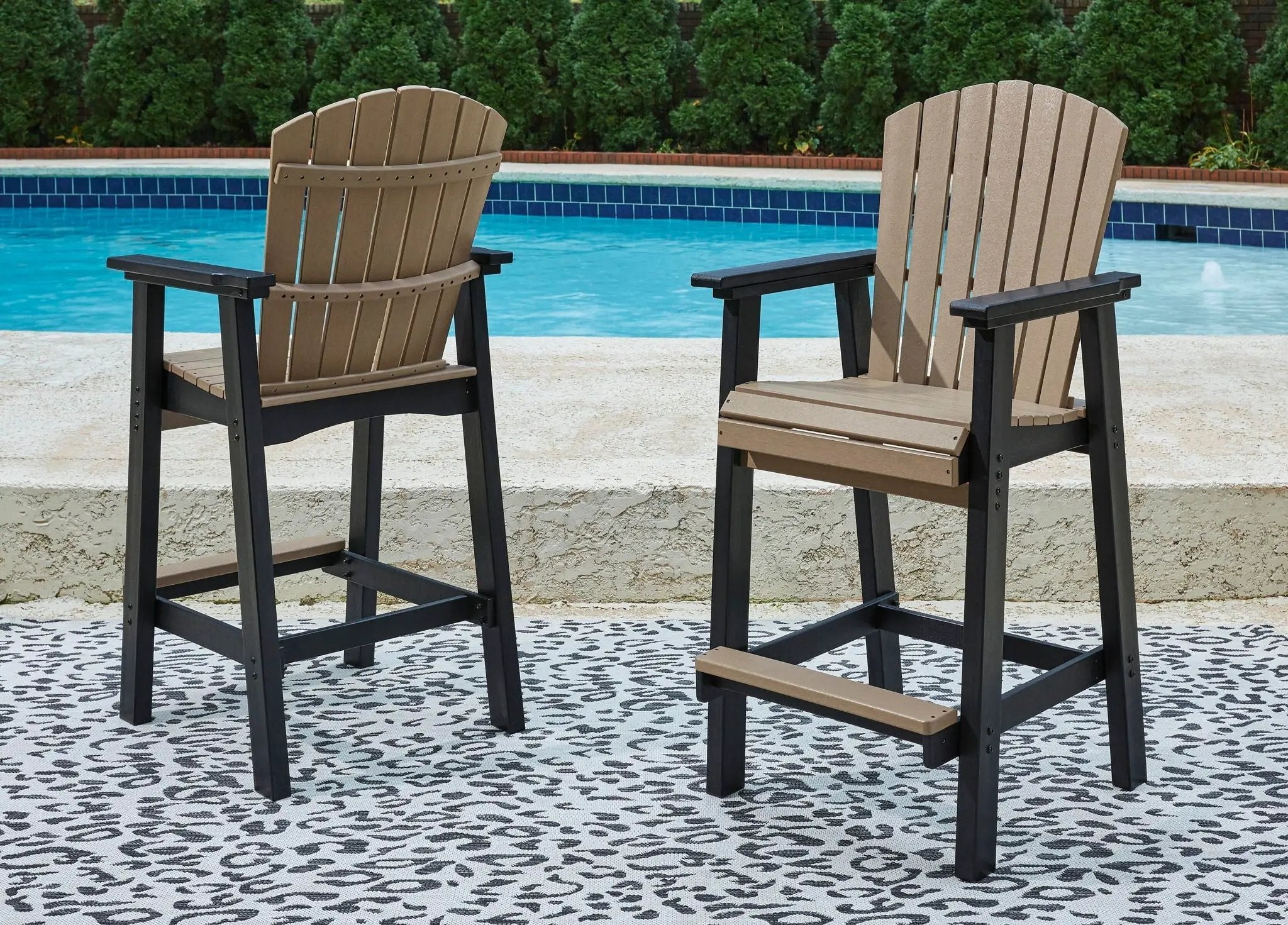 Fairen Trail - Tall Barstool (Set of 2) - Black / Driftwood by Unique Piece Furniture