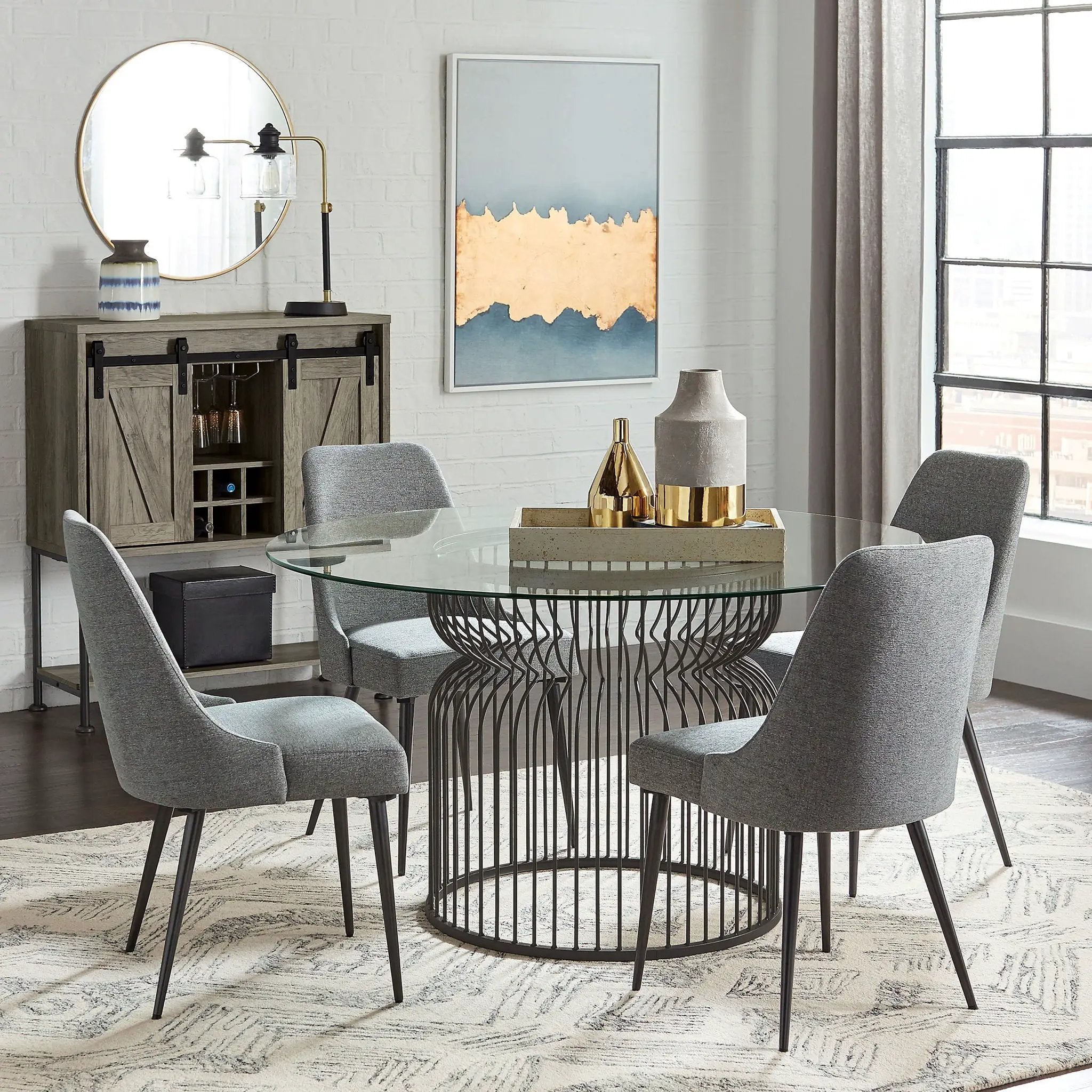 Granvia Round Metal Dining Table Base Gunmetal by Unique Piece Furniture