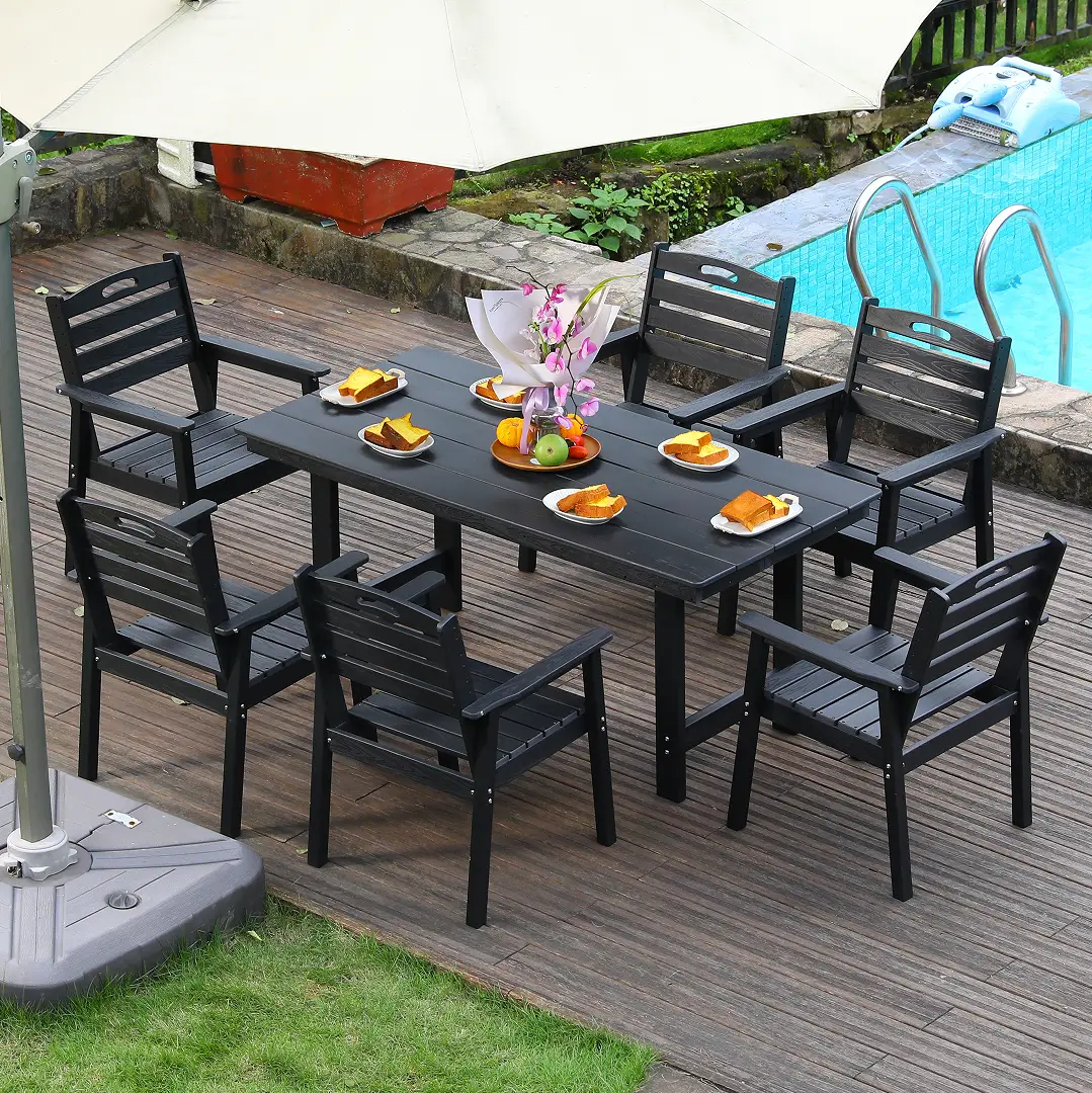 HDPE Outdoor Patio Dining Set with 6 Chairs by HouseOfZazla