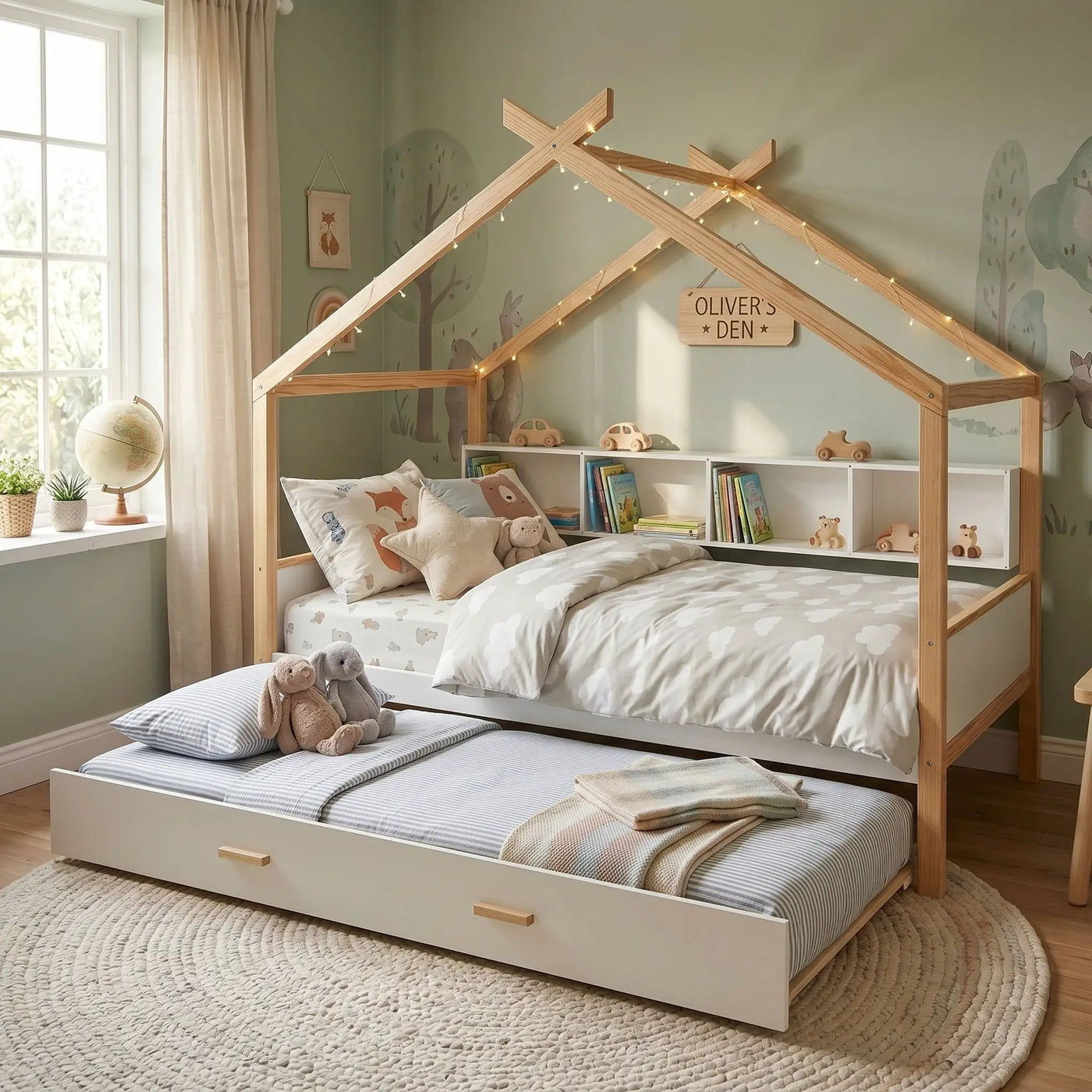 House Bed With Bookshelf Storage by HouseOfZazla
