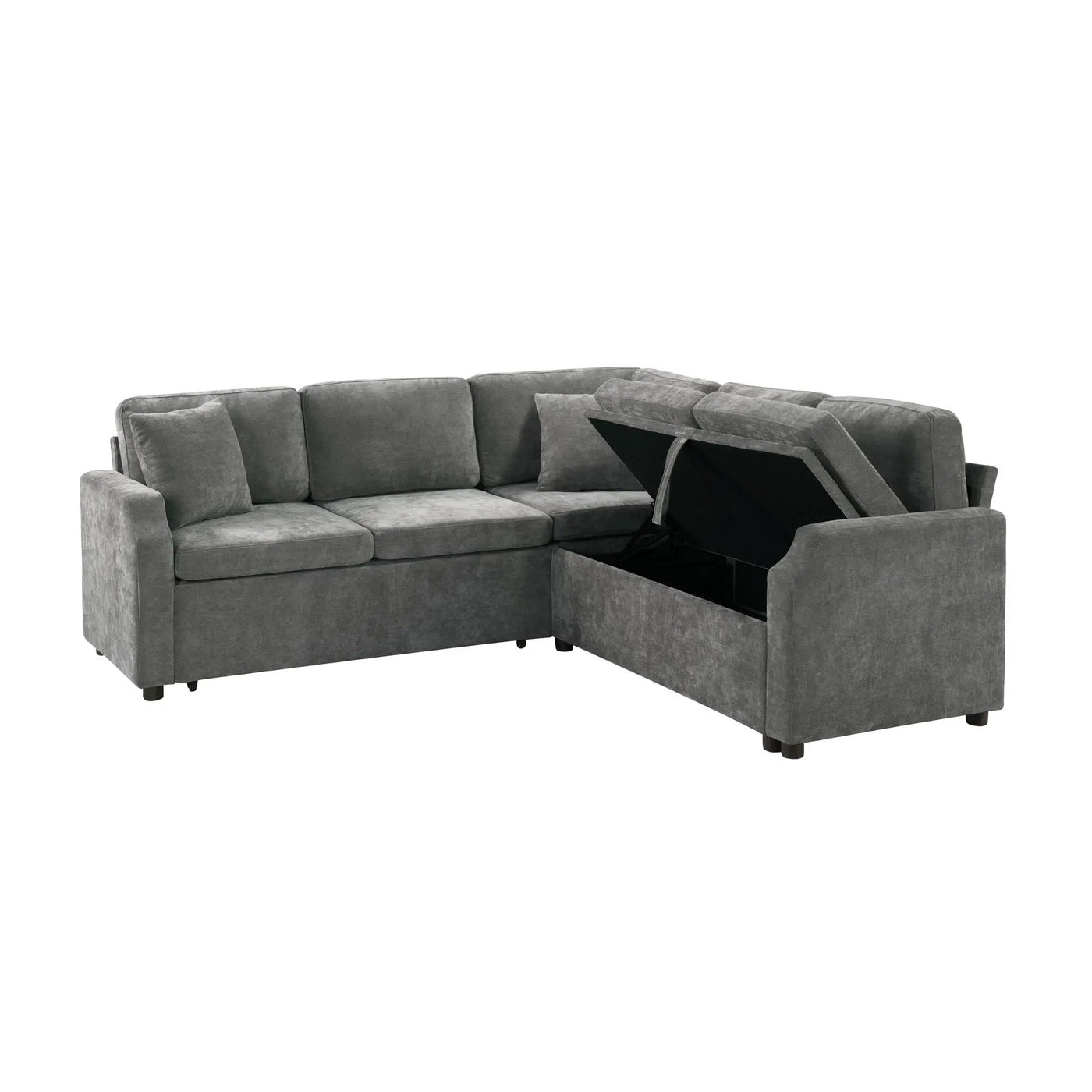 Modern L Shaped Sectional Sofa Bed With Hidden Storage Upholstery by HouseOfZazla