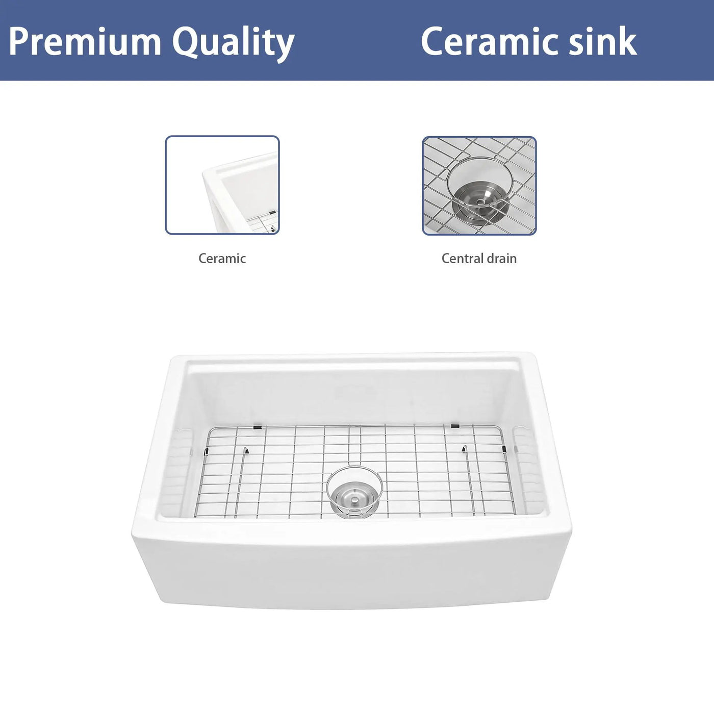 Classic Ceramic Farmhouse Sink Workstation Single Bowl With Durable Finish by HouseOfZazla