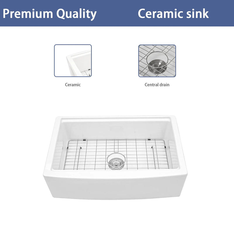 Classic Ceramic Farmhouse Sink Workstation Single Bowl With Durable Finish by HouseOfZazla