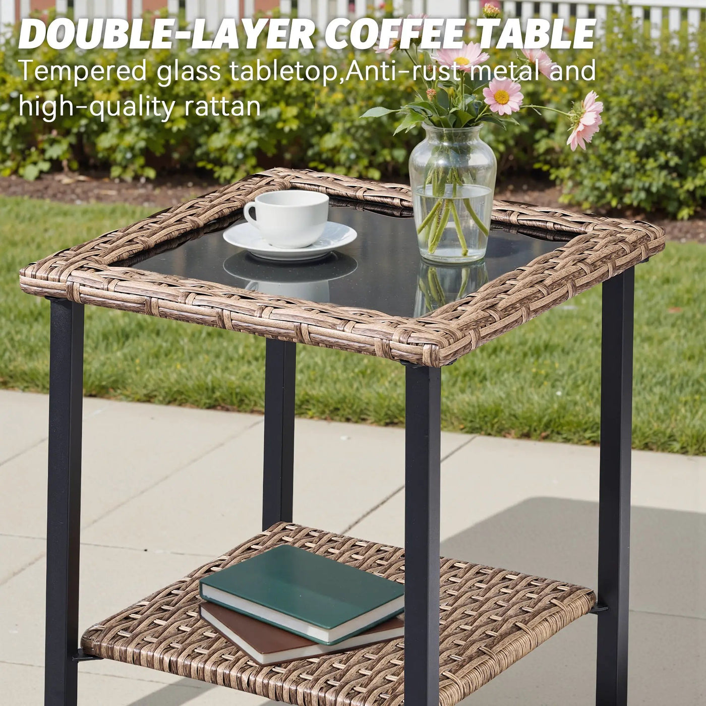 2-Person Outdoor Wicker Swivel Rocker Seating Group by HouseOfZazla