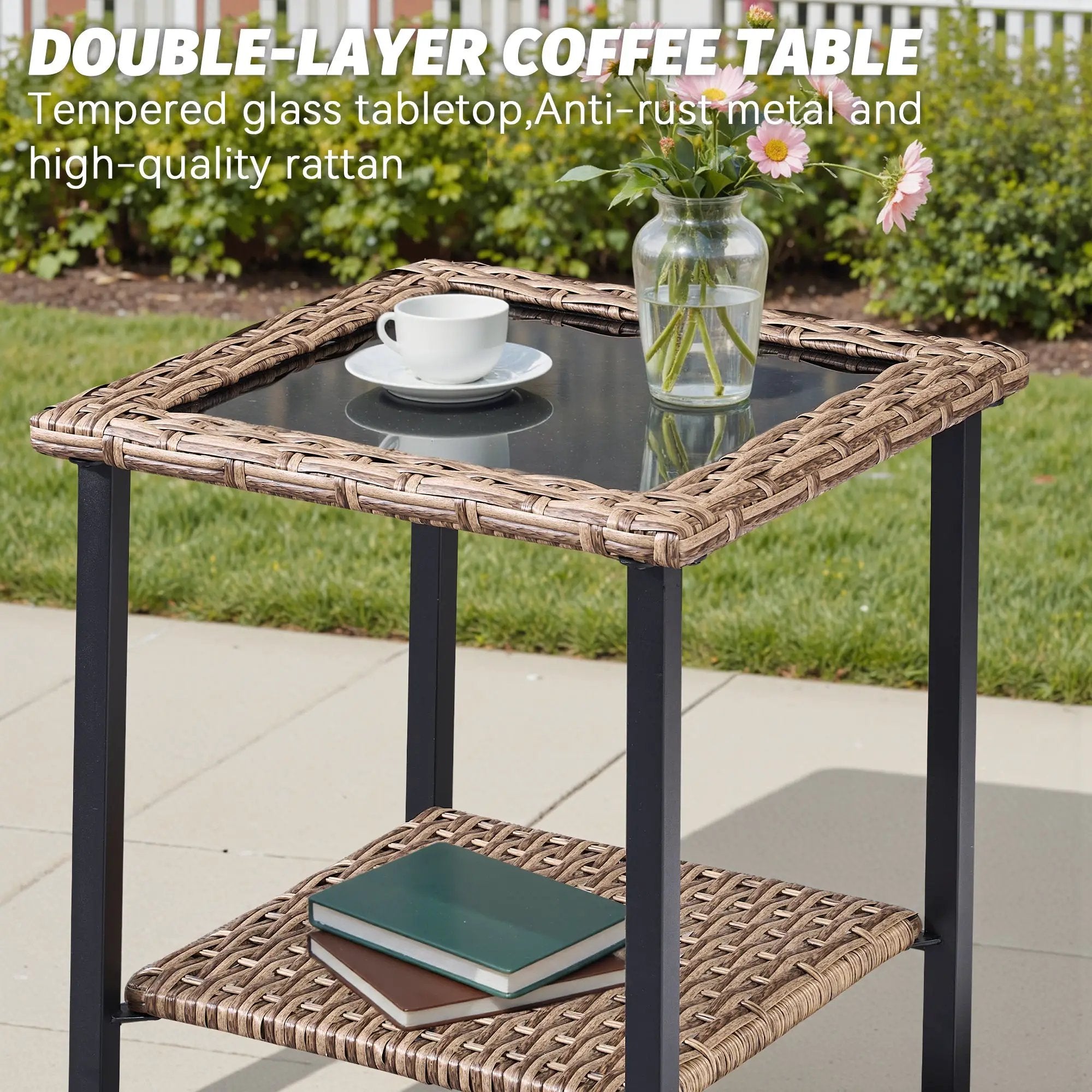 2-Person Outdoor Wicker Swivel Rocker Seating Group by HouseOfZazla