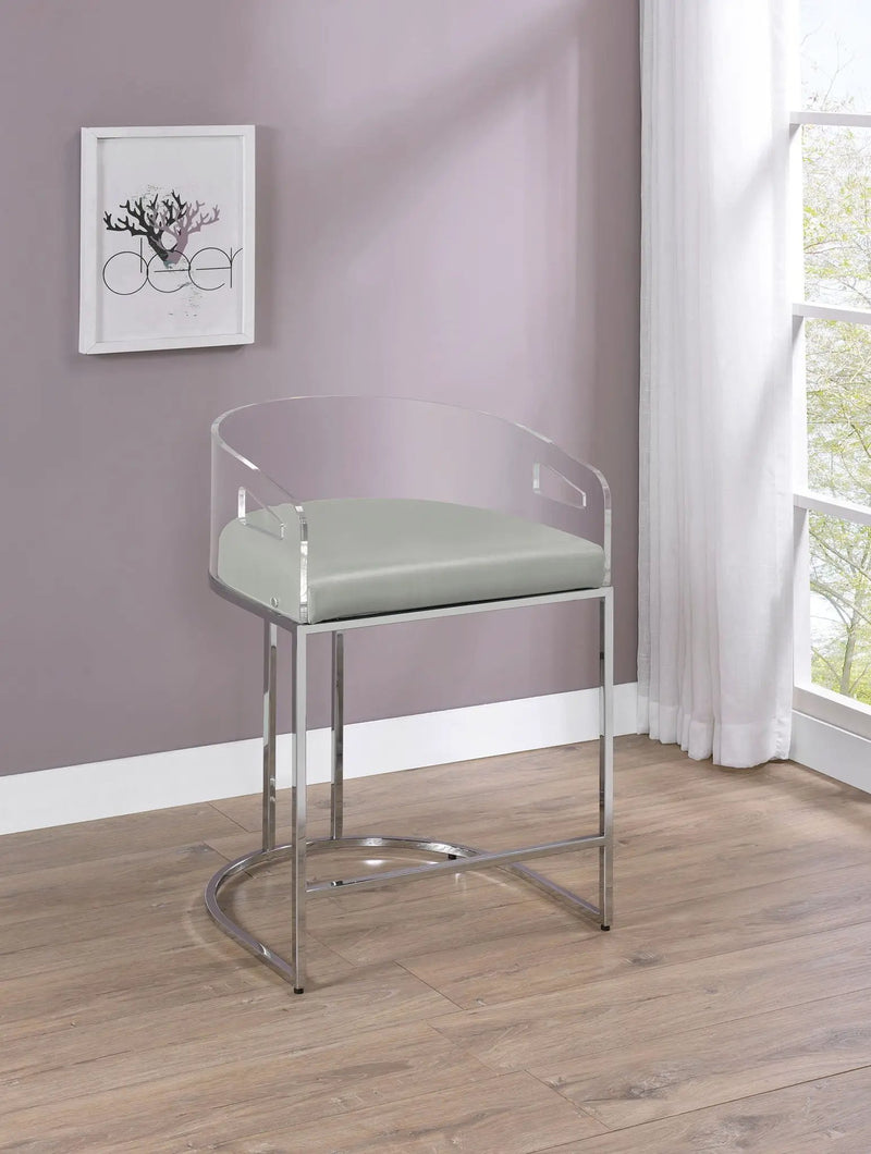 Thermosolis Clear Acrylic Counter Chair Chrome (Set of 2) by Unique Piece Furniture