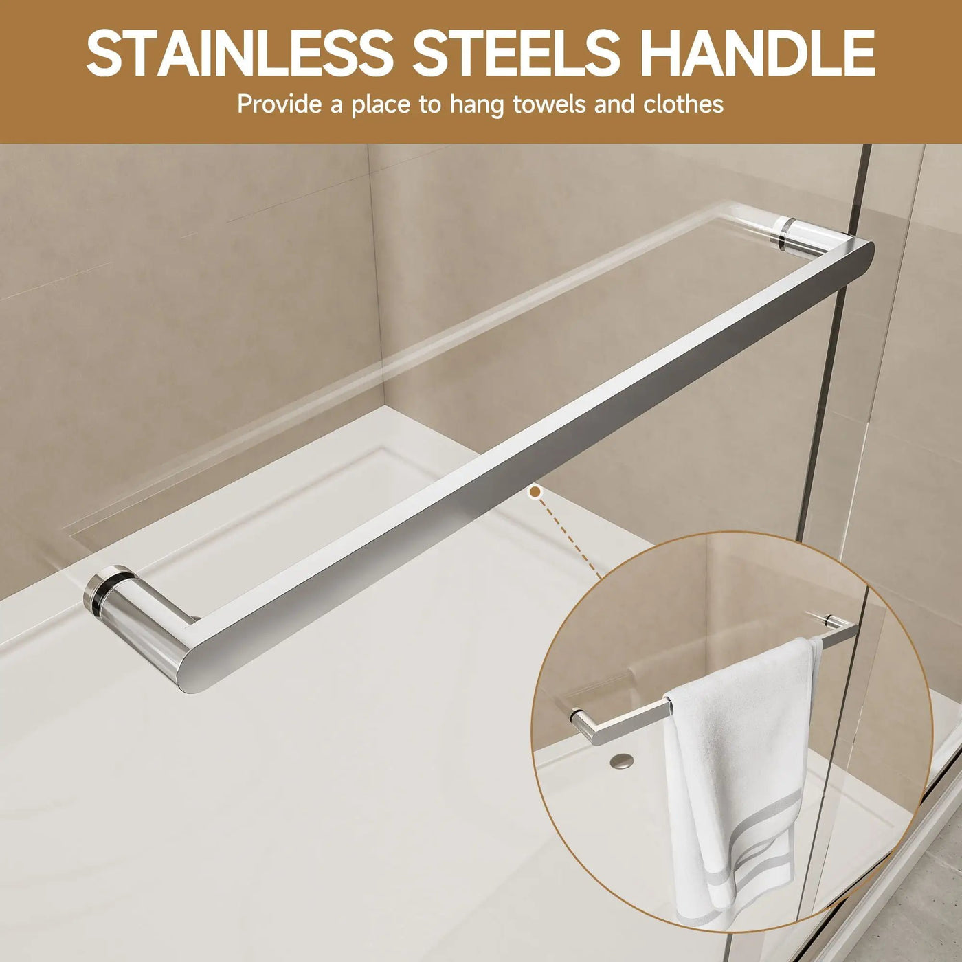 Aluminum Frame Double Double Soft Close Shower Door, Tempered Glass And Dual Stainless Steel Handles by HouseOfZazla