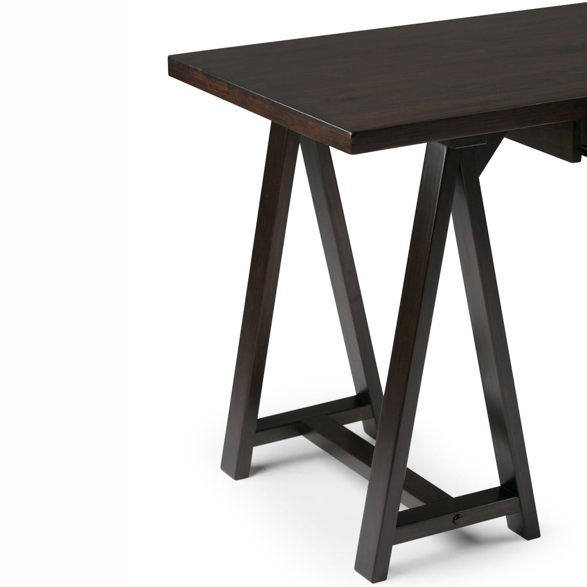 Handcrafted Sawhorse Writing Desk with Solid Wood Construction - Dark Brown or White, photo 10 of 15