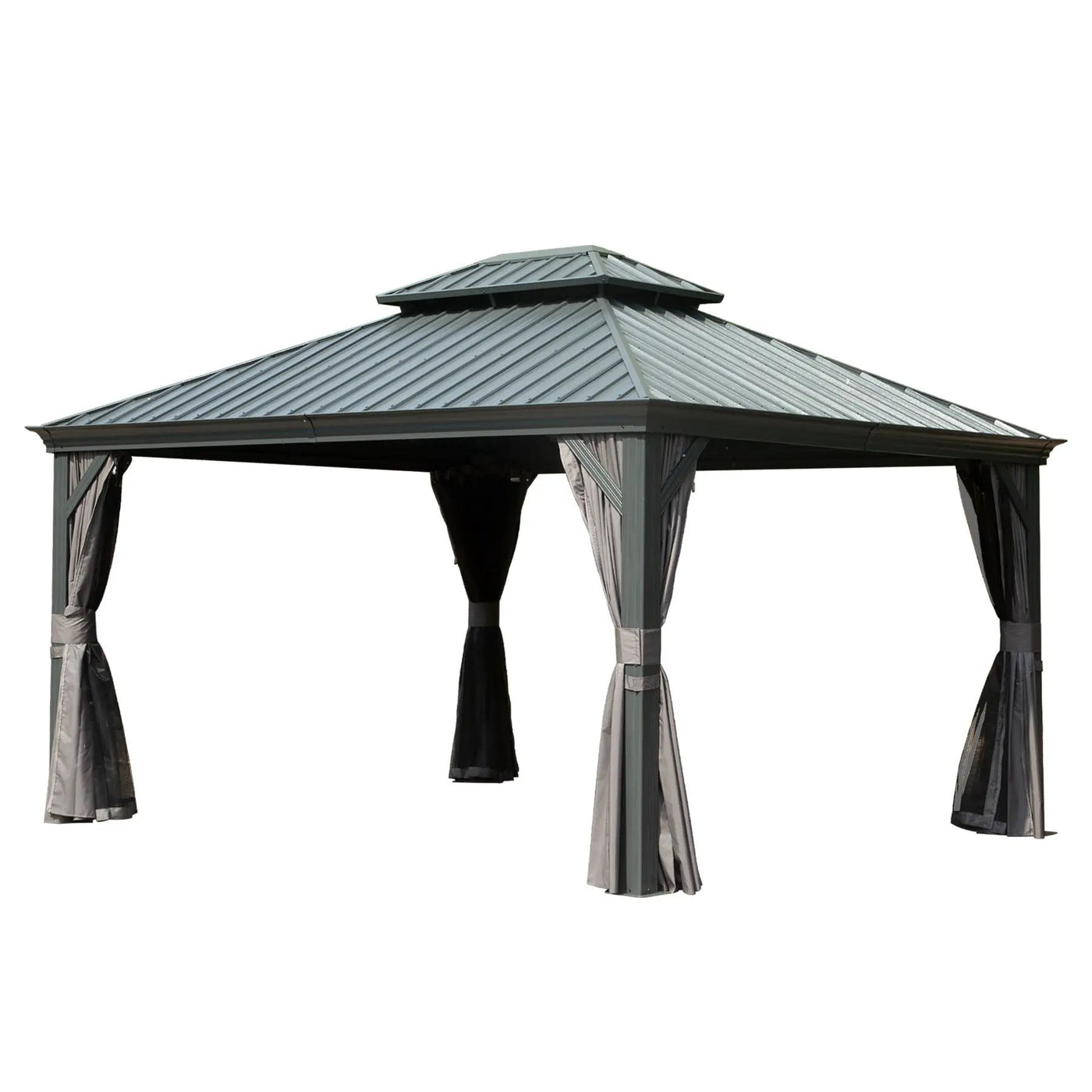 10' x 14' Hardtop Gazebo with Galvanized Steel Double Roof by HouseOfZazla
