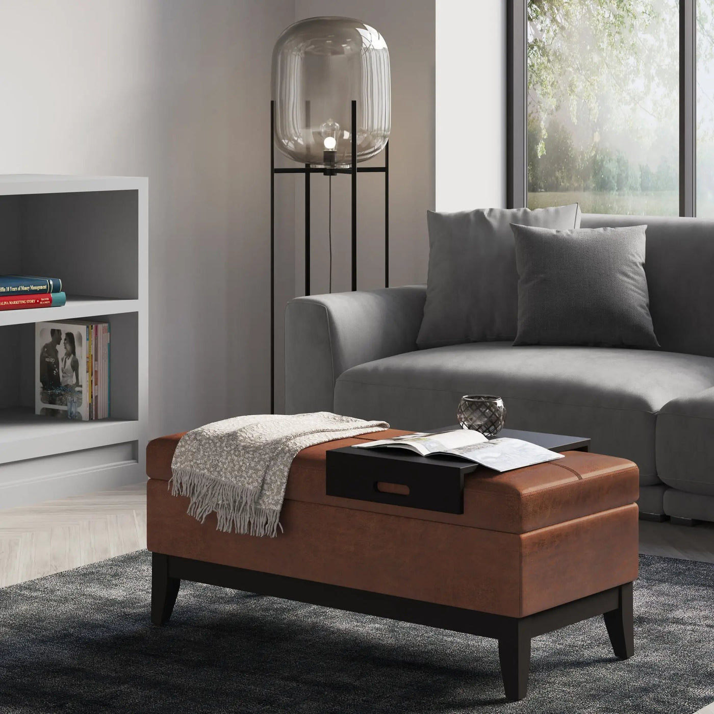 Oregon - Contemporary Storage Ottoman Bench With Tray by HouseOfZazla