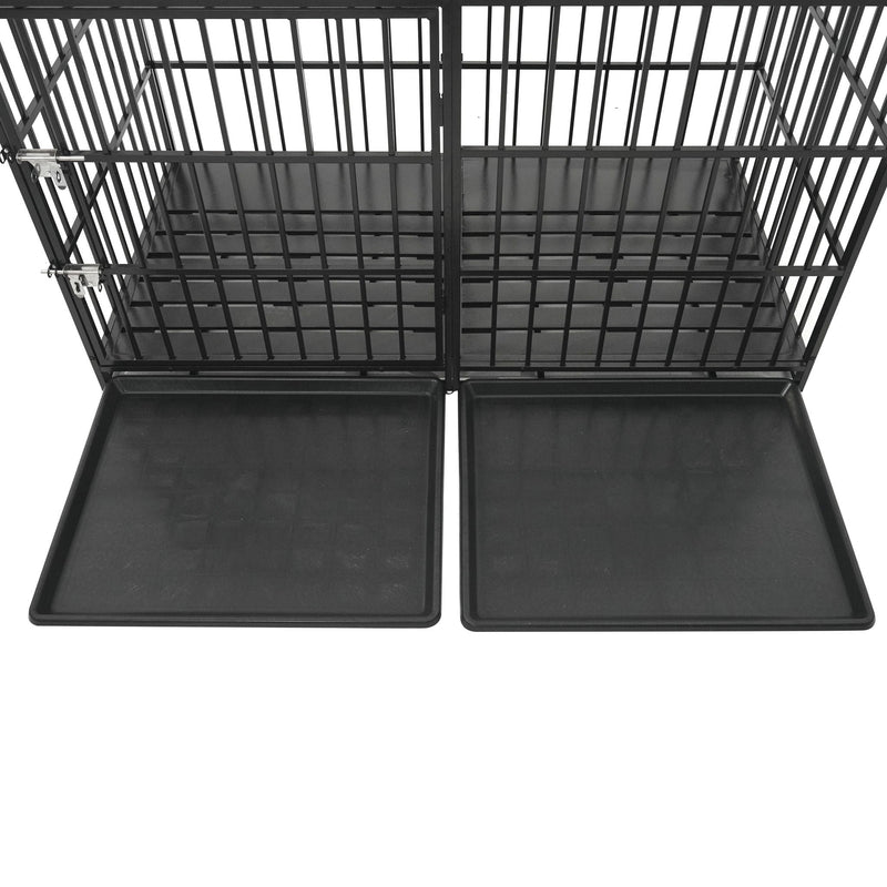 Extra Large Heavy Duty Dog Crate With Removable Pans For Dogs - Black by HouseOfZazla