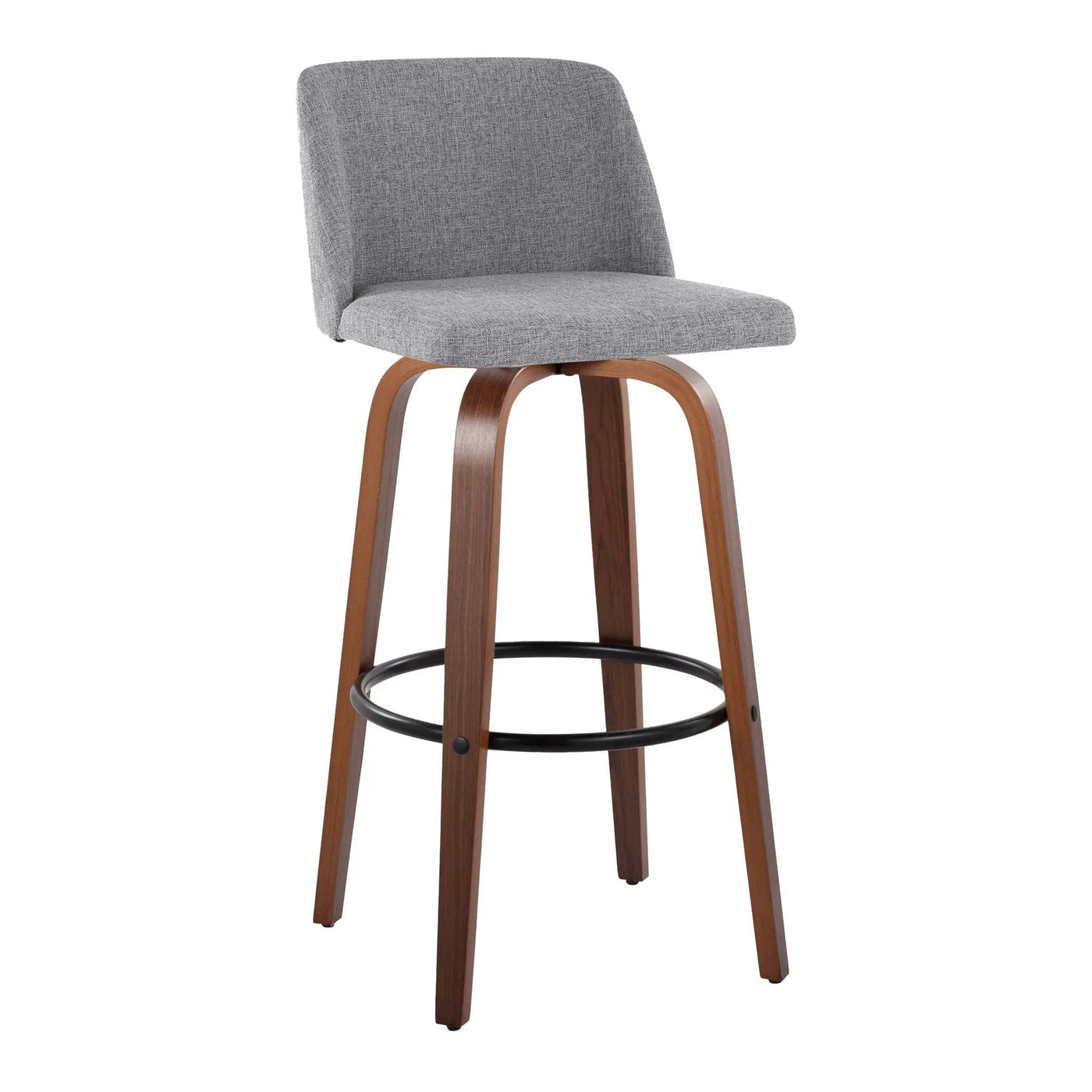 Toriano - Mid Century Modern Fixed Height Barstool Swivel And Round Footrest (Set of 2) by HouseOfZazla
