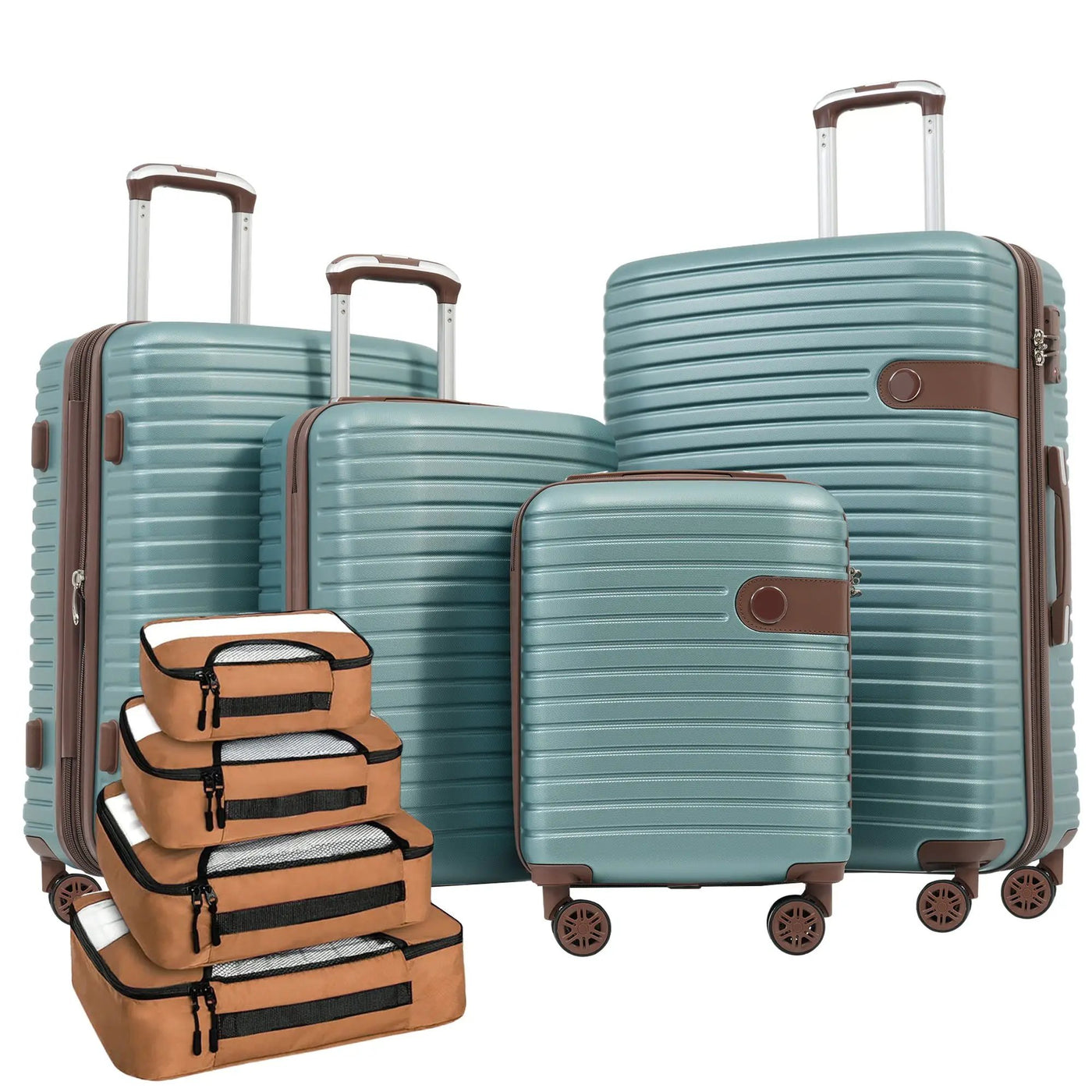 4 Piece Luggage Suitcase Set, Hard Shell Lightweight Expandable Travel Luggage With 4 Packing Cubes by HouseOfZazla