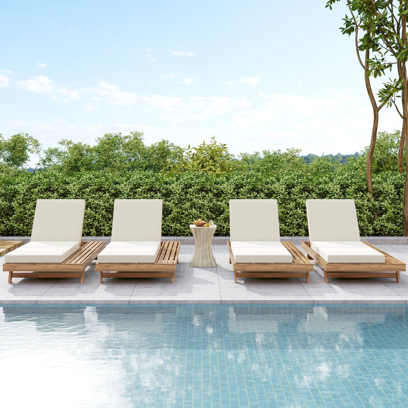 Lounge Chaise Set, Space Available On One Side, Acacia Solid Wood In by HouseOfZazla