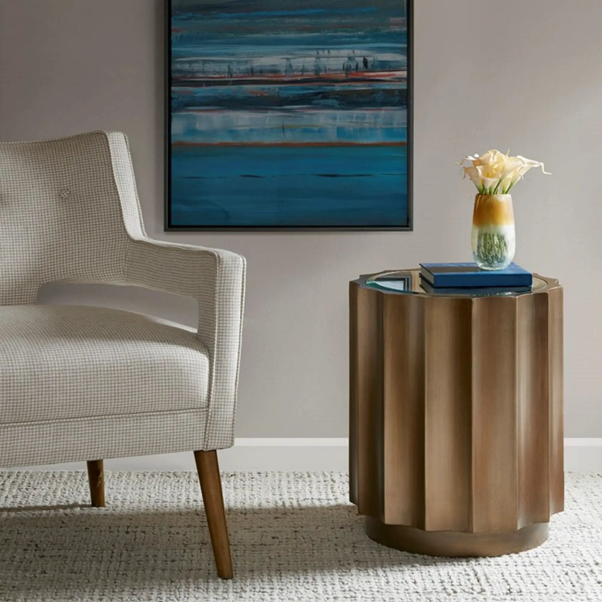 Valentina - Accent Table With Scalloped Edge Design - Bronze by HouseOfZazla