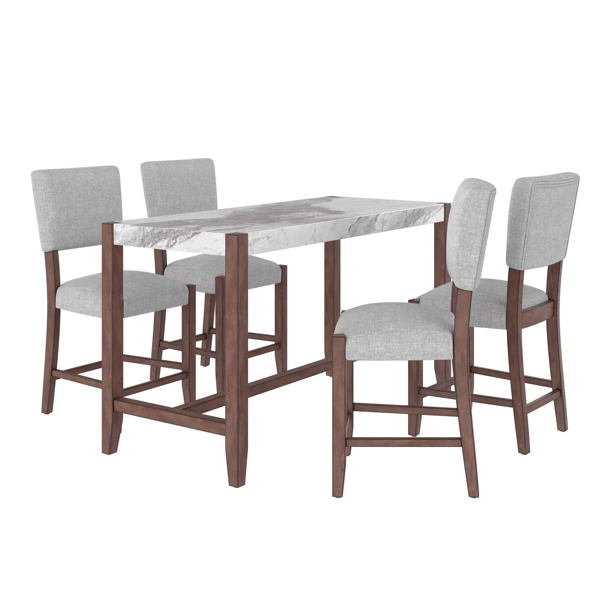 5 Piece Counter Height Dining Set With 4 Upholstered Chairs by Unique Piece Furniture