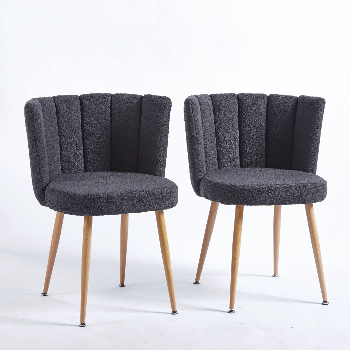 Modern Dining Chair (Set of 2) With Iron Tube Wood Color Legs, Shorthair Cushions And Comfortable Backrest, Suitable For Dining Room, Living Room, Cafe, Simple Structure by Unique Piece Furniture