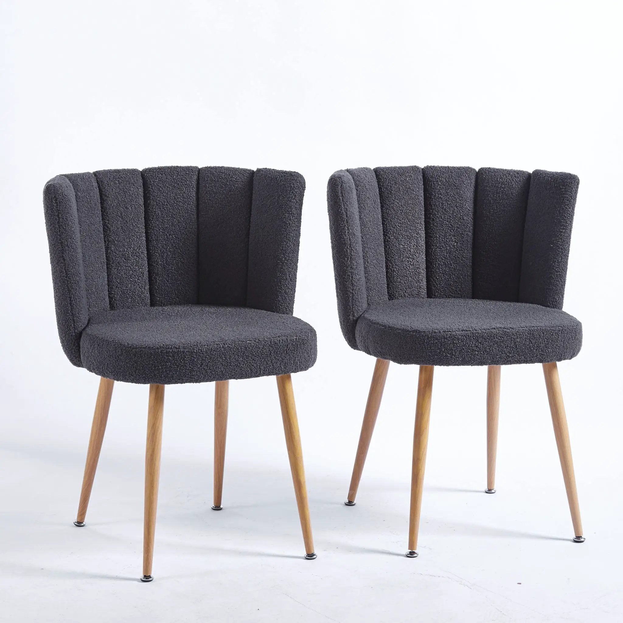 Modern Dining Chair (Set of 2) With Iron Tube Wood Color Legs, Shorthair Cushions And Comfortable Backrest, Suitable For Dining Room, Living Room, Cafe, Simple Structure by Unique Piece Furniture