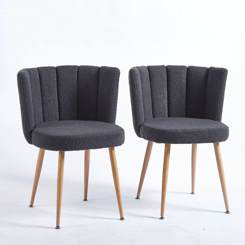 Modern Dining Chair (Set of 2) With Iron Tube Wood Color Legs, Shorthair Cushions And Comfortable Backrest, Suitable For Dining Room, Living Room, Cafe, Simple Structure by HouseOfZazla