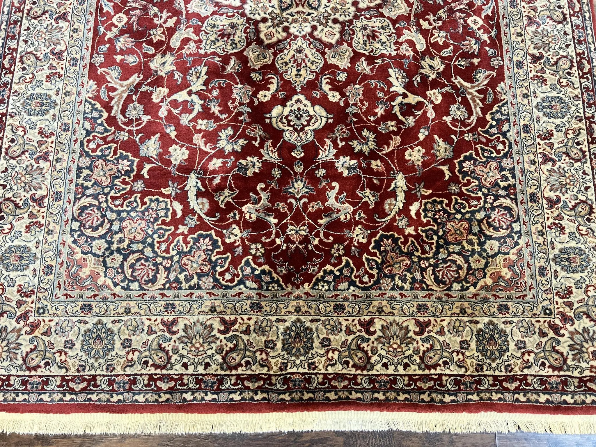 Couristan Rug 5.6 x 8, Floral Medallion, Dark Red Cream, Belgium Power Loomed Rug, Taj Mahal Rug, Vintage Oriental Wool Carpet by Jewel Rugs