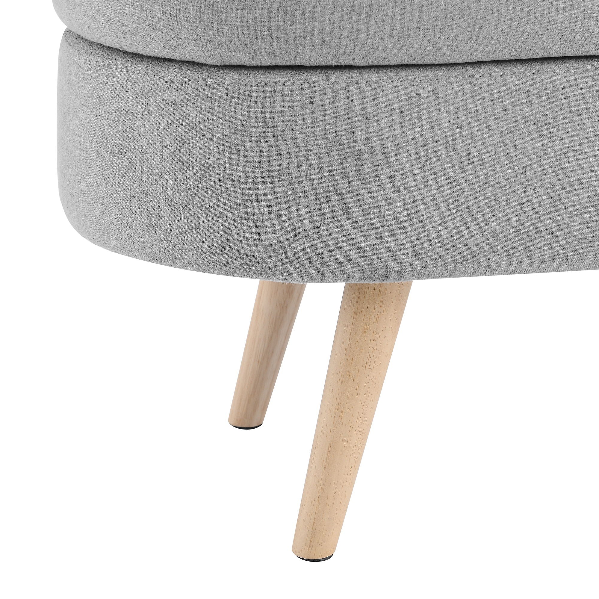 Ottoman Oval Storage Bench With Rubber Wood Legs Linen - Gray by HouseOfZazla