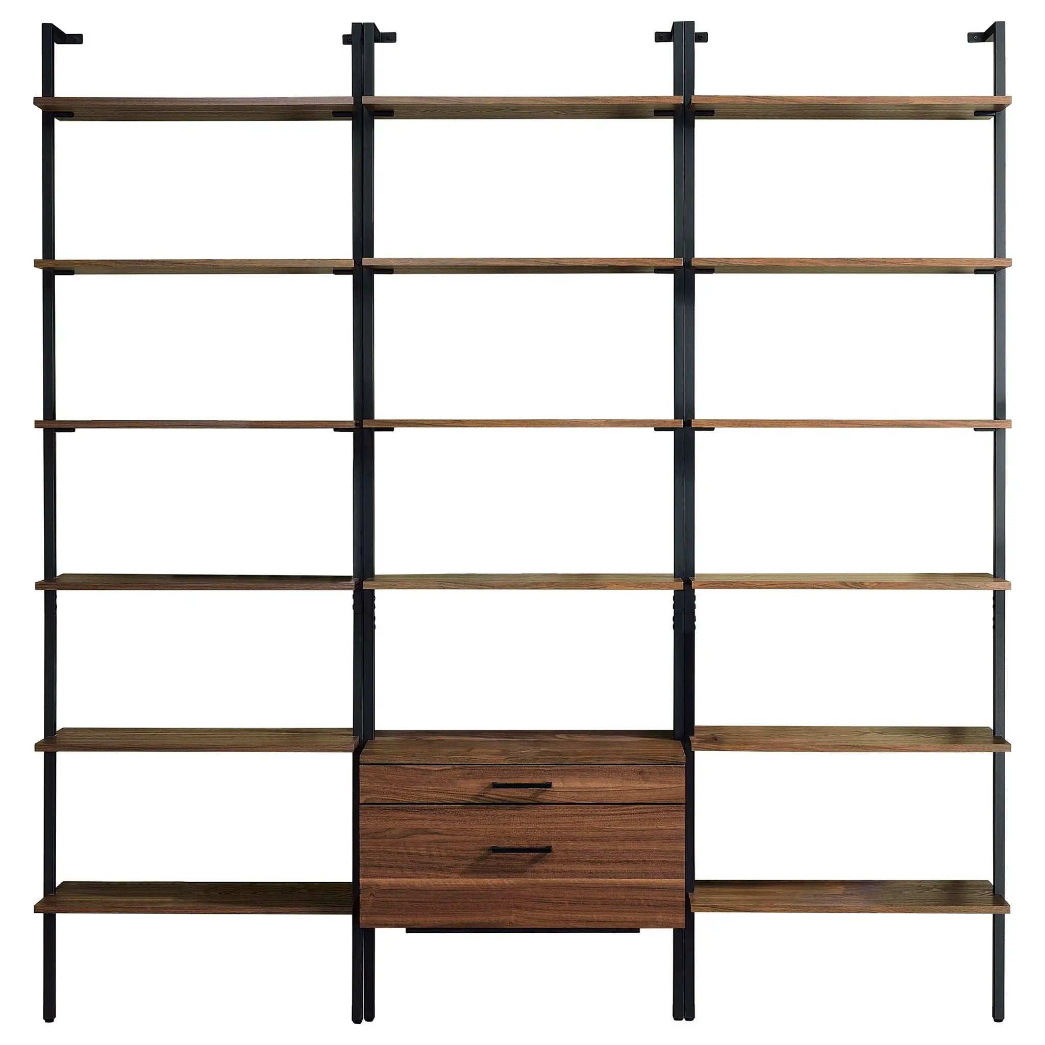 Owens 3-piece 96-inch Wall Mounted Bookshelf Set Walnut by Unique Piece Furniture