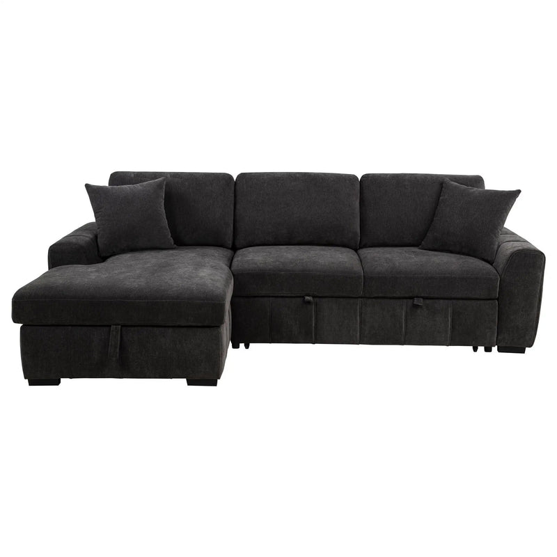 Pastrana Upholstered Sleeper Sectional Sofa LAF Chaise Grey by Unique Piece Furniture