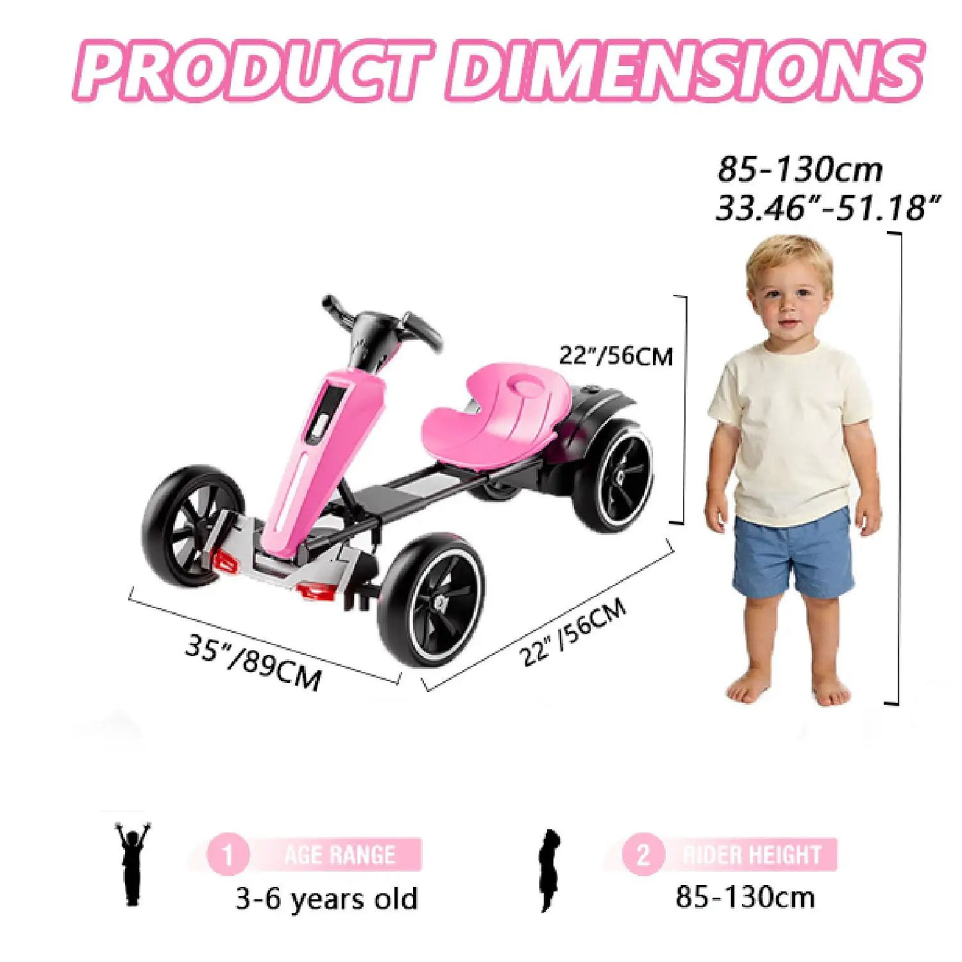 Electric Kids Pedal Go Kart With Adjustable Seat, Foldable Design by HouseOfZazla