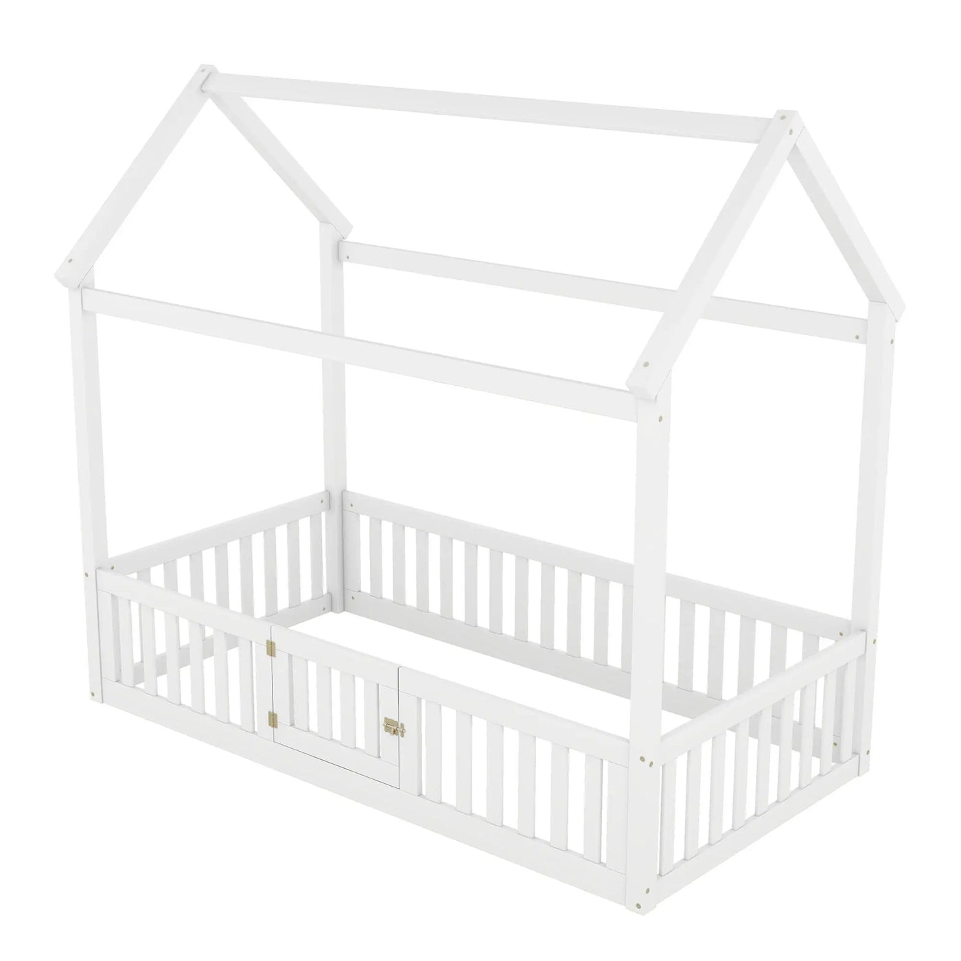 Wood House Bed With Fence And Door by HouseOfZazla