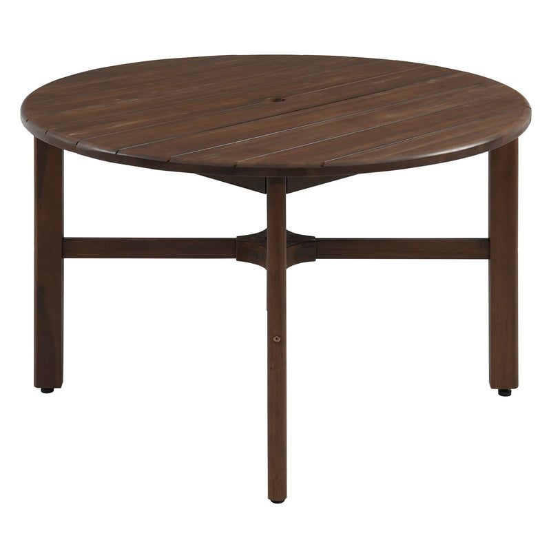 5 Piece Round Patio Table & Cushioned Armrest Chairs, Outdoor Dining Set With Umbrella Hole by HouseOfZazla