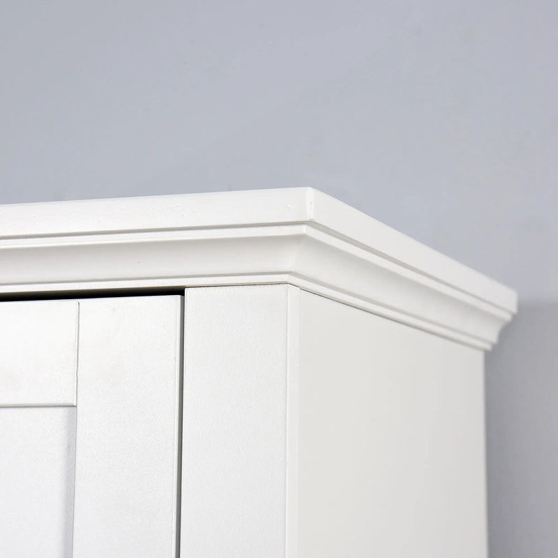 Wooden Bathroom Floor Storage Cabinet With 2 Doors And 6 Shelves - White by HouseOfZazla