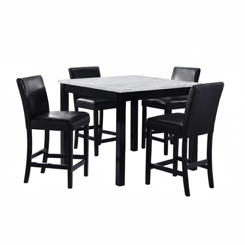 Modern 5 Piece Counter Height Dining Set With Tufted Nail Head Chairs by Unique Piece Furniture